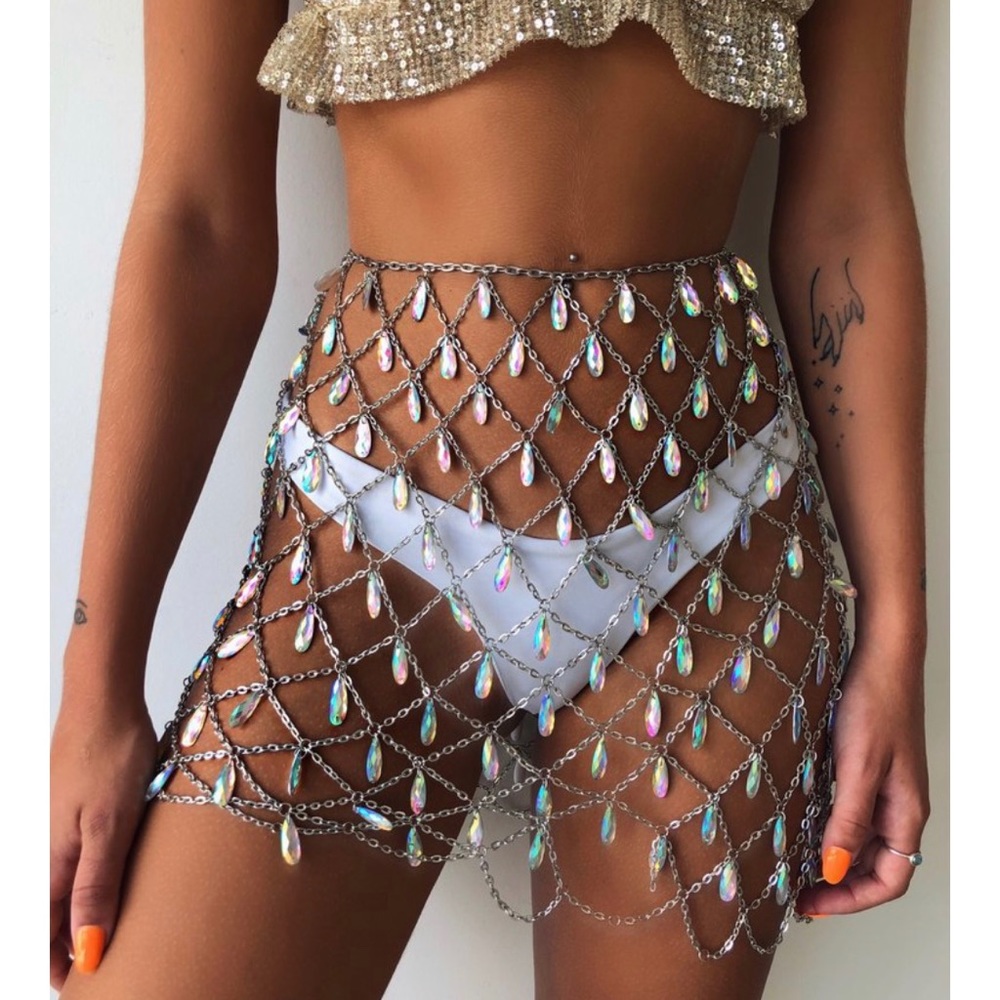 Crystal Gem Rhinestone Chain Skirt
